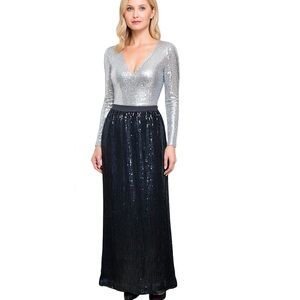 NEW Vintage Silk Sequin Maxi Skirt L Elegant Whimigoth Dark Romantic Formal